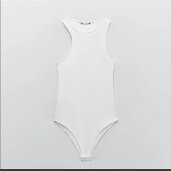 NWT Zara white Asymmetric Bodysuit - Picture 2 of 6